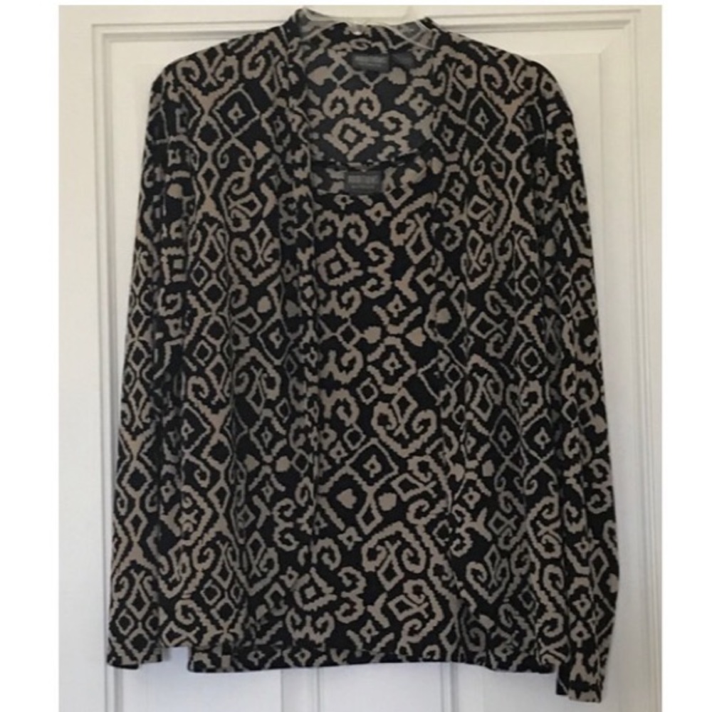Chico’s 2 Piece Tank Jacket Set Black Tan L/XL